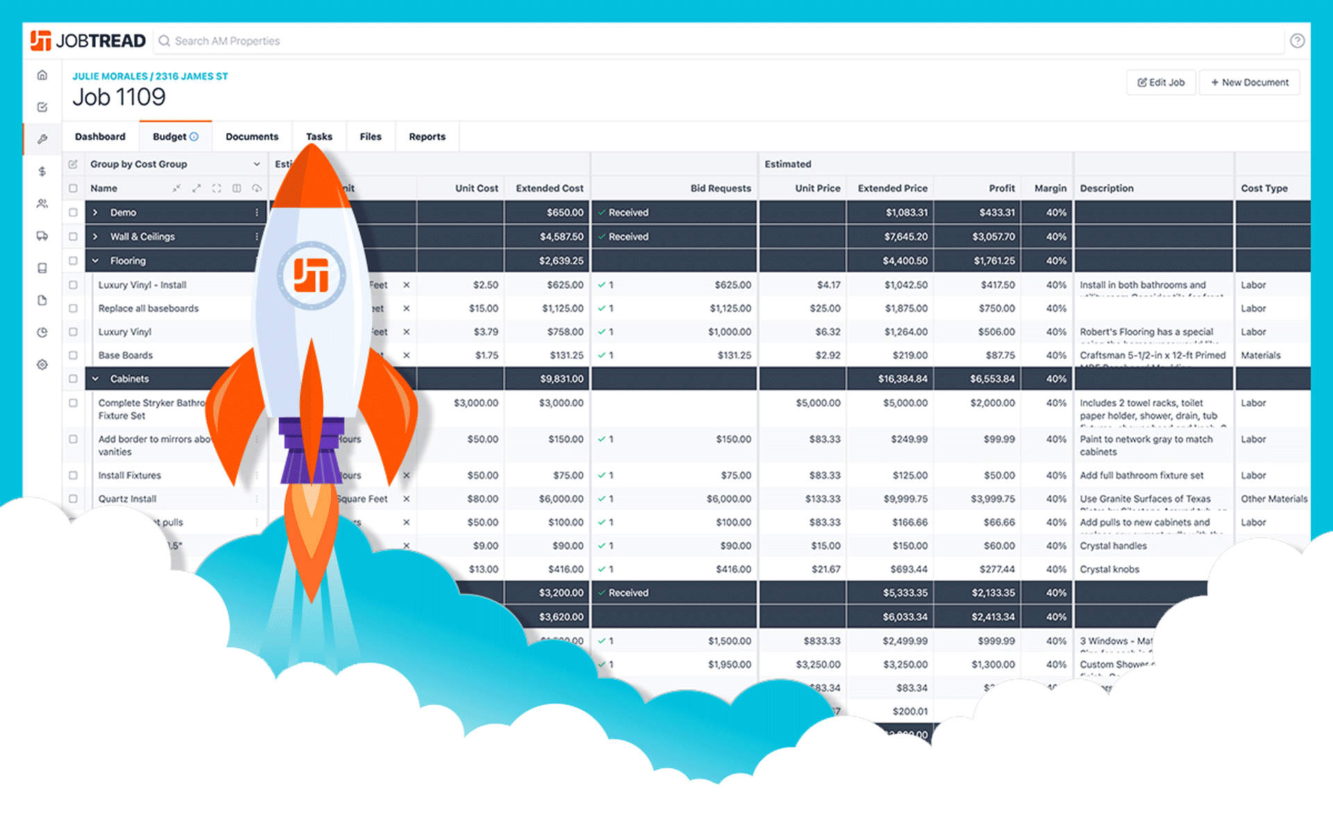 Rocket Ship Launching Budget and Document Screenshots