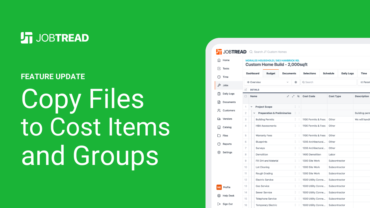 Copy Files to Cost Items and Groups