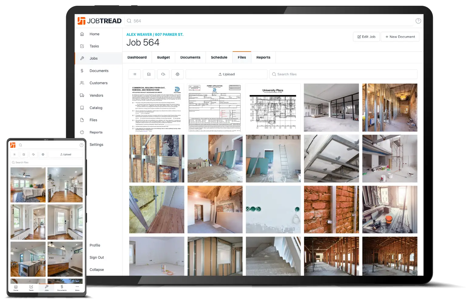 JobTread Construction Software - managing construction job photos, videos, documents and other files