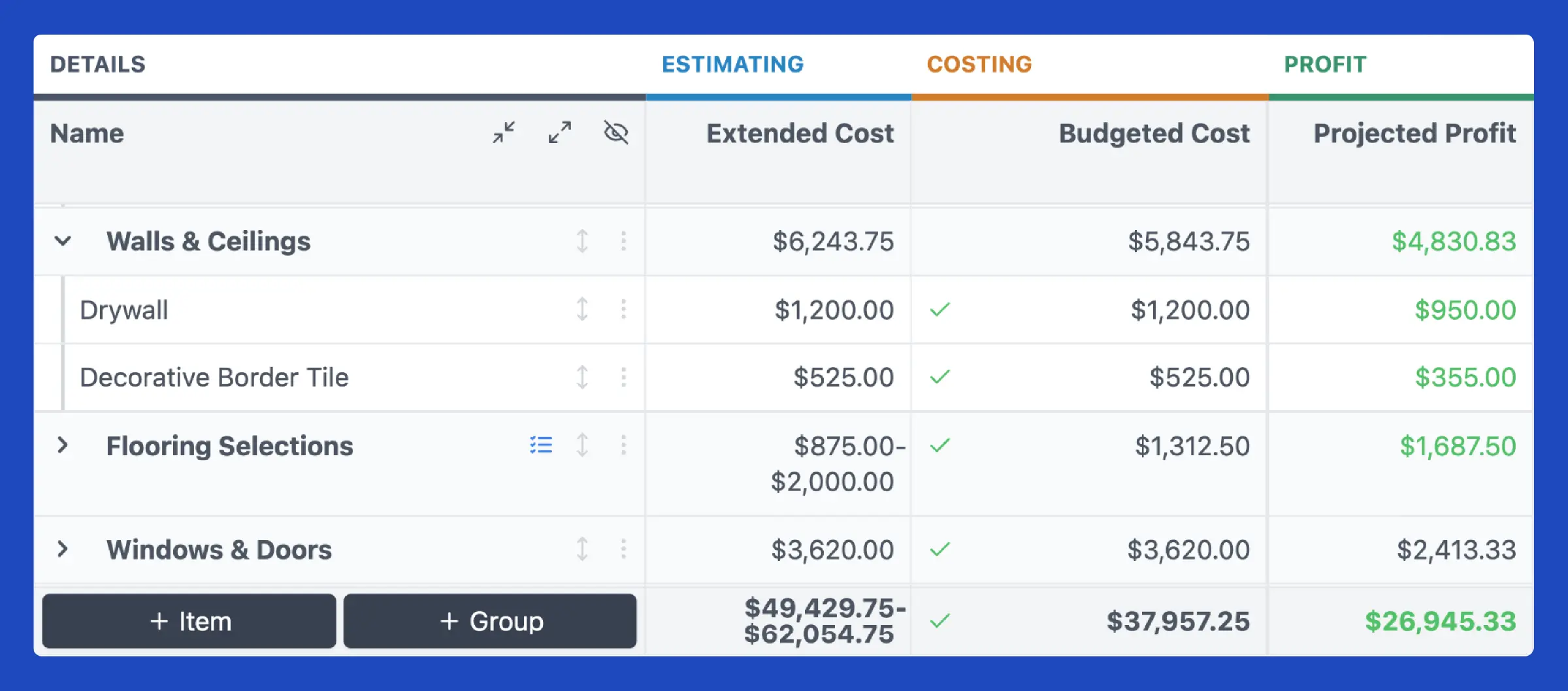 Construction Job costing