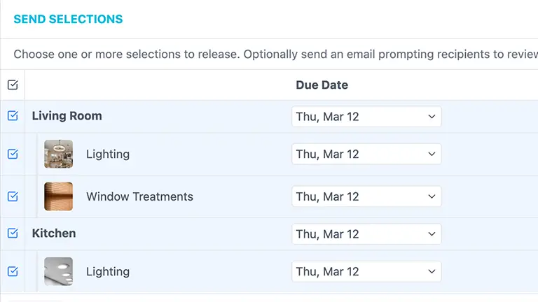 Sending Selection Options to Customers