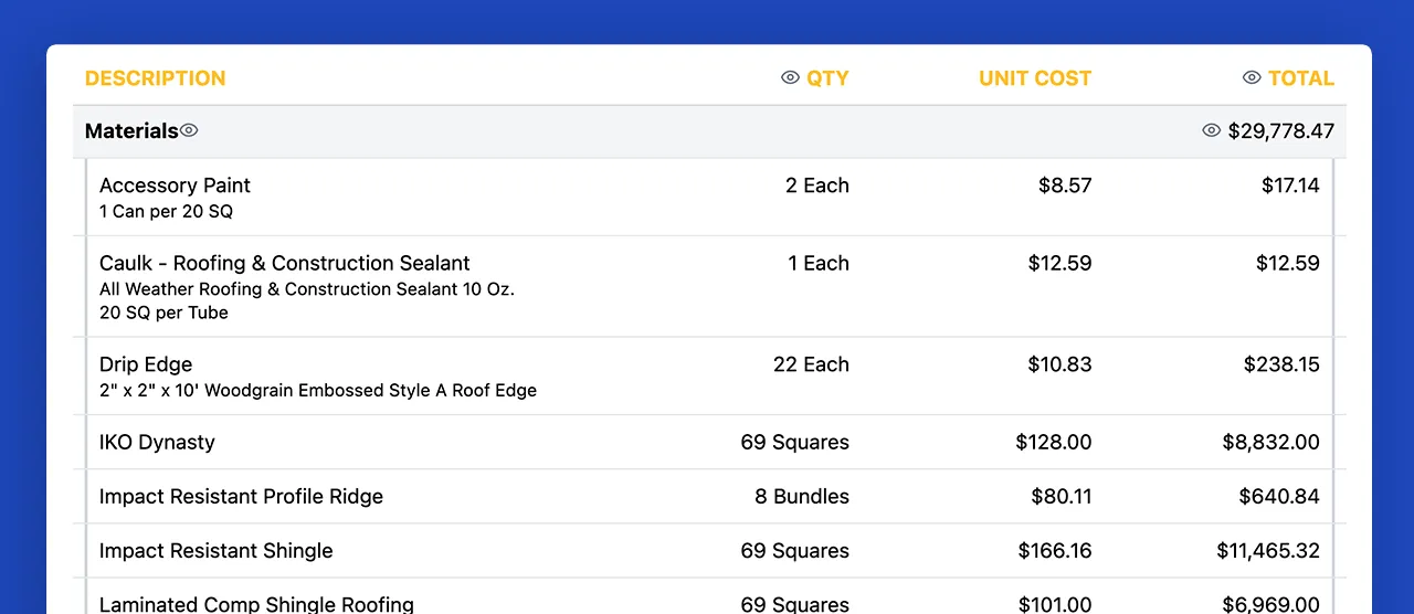 Easy Material Ordering for Roofers